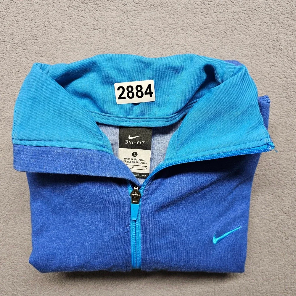 Nike‎ Track Running Jacket Womens L Blue Dri-Fit Athletic Long Sleeve Full Zip